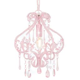 Berkfield Home Ceiling Lamp with Beads Pink Round E14 - thumbnail 1