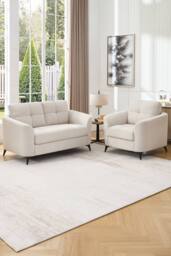 More4Homes Solna 1+2 Seater Scandi Style Fabric Living Room Sofa Set in Beige