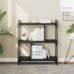 Berkfield Home Bookcase 3-Tier Black 76x32x88 cm Engineered Wood - Size: 76 x 32 x 88 cm - thumbnail 2