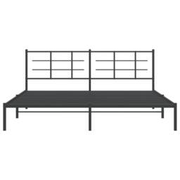 Berkfield Home Metal Bed Frame without Mattress with Headboard Black 193x203cm - Size: 193x203 cm - thumbnail 5
