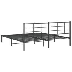 Berkfield Home Metal Bed Frame without Mattress with Headboard Black 193x203cm - Size: 193x203 cm - thumbnail 7