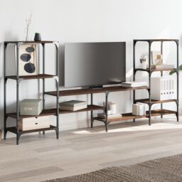 Berkfield Home TV Cabinet Brown Oak 206.5x28.5x95 cm Engineered Wood - thumbnail 3