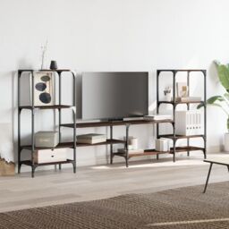 Berkfield Home TV Cabinet Brown Oak 206.5x28.5x95 cm Engineered Wood - thumbnail 4
