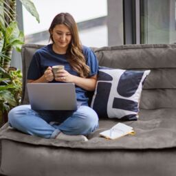 icon Kota Velvet XL Bean Bag Sofa Grey Bean Bag Chair in Charcoal - thumbnail 2