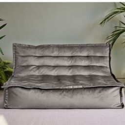 icon Kota Velvet XL Bean Bag Sofa Grey Bean Bag Chair in Charcoal - thumbnail 1