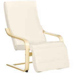 HOMCOM Lounge Chair Recliner Adjustable Footrest Home in Cream - thumbnail 2