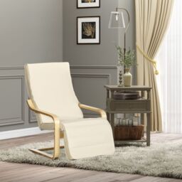 HOMCOM Lounge Chair Recliner Adjustable Footrest Home in Cream - thumbnail 1