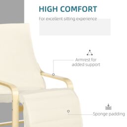 HOMCOM Lounge Chair Recliner Adjustable Footrest Home in Cream - thumbnail 5
