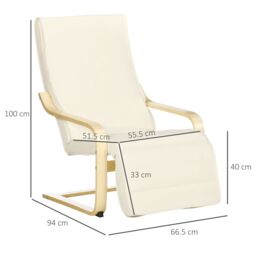 HOMCOM Lounge Chair Recliner Adjustable Footrest Home in Cream - thumbnail 3