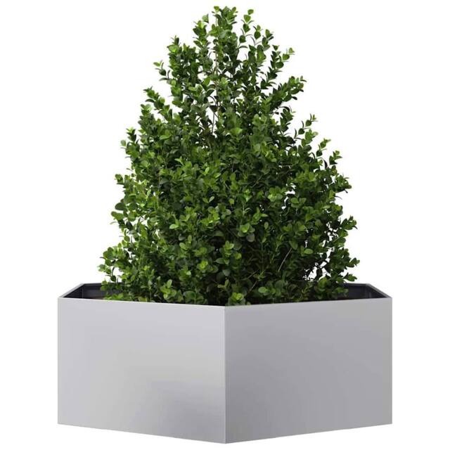 Berkfield Home Durable Garden Planter Hexagon 138x120x45 cm Galvanized Steel in Silver - Size: 138 x 120 x 45 cm - image 1