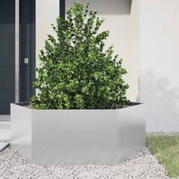 Berkfield Home Durable Garden Planter Hexagon 138x120x45 cm Galvanized Steel in Silver - Size: 138 x 120 x 45 cm - thumbnail 2