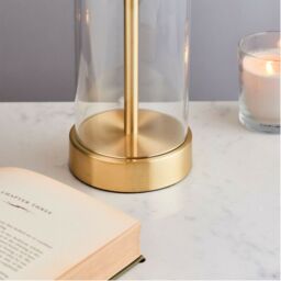 Loops Touch Dimmable Table Lamp Gold Glass & White Shade Modern Bedside Feature Light - thumbnail 5