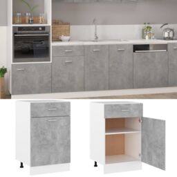 Berkfield Home Drawer Bottom Cabinet Concrete Grey 50x46x81.5 cm Engineered Wood - thumbnail 2