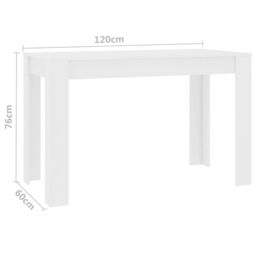 Berkfield Home Dining Table White 120x60x76 cm Engineered Wood - Size: 120 x 60 x 76 cm - thumbnail 6