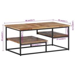 Berkfield Home Coffee Table 90x50x39 cm Solid Reclaimed Teak in Brown - Size: 90 x 50 x 39 cm - thumbnail 8