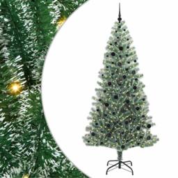 Berkfield Home Artificial Christmas Tree Snow Flocked with LED Light 240 cm in Green - thumbnail 2