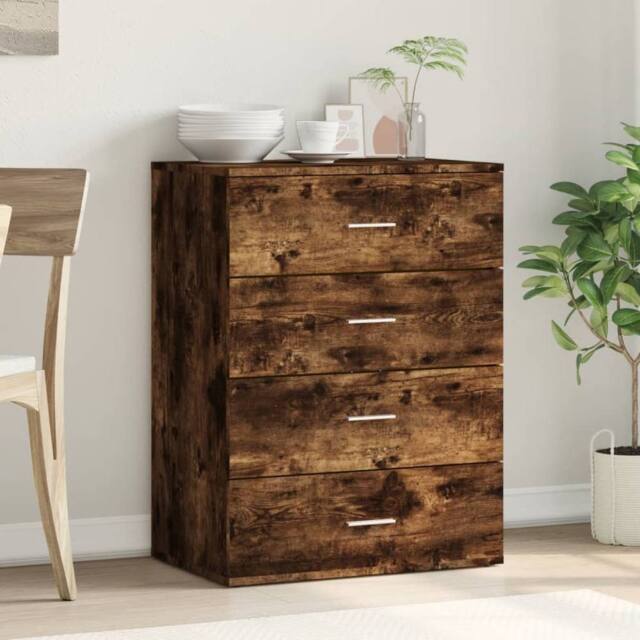 Berkfield Home Sideboard Smoked Oak 60x39x80 cm Engineered Wood in Brown - Size: 60 x 39 x 80 cm - image 1