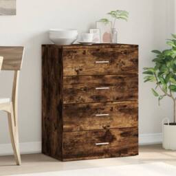 Berkfield Home Sideboard Smoked Oak 60x39x80 cm Engineered Wood in Brown - Size: 60 x 39 x 80 cm - thumbnail 1