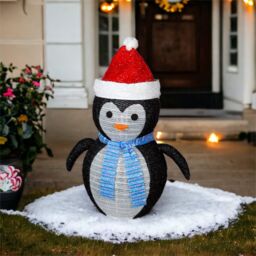 Netagon Outdoor Indoor LED Christmas 70cm Penguin With 45 LED's, Timer & Battery Operation in Black - thumbnail 3