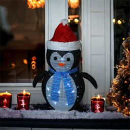 Netagon Outdoor Indoor LED Christmas 70cm Penguin With 45 LED's, Timer & Battery Operation in Black - thumbnail 4