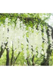 Living and Home 12-Stem White Faux Wisteria Flower Decoration Set for Wedding Arches, Ceiling, and Home Décor - thumbnail 1