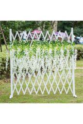 Living and Home 12-Stem White Faux Wisteria Flower Decoration Set for Wedding Arches, Ceiling, and Home Décor - thumbnail 3
