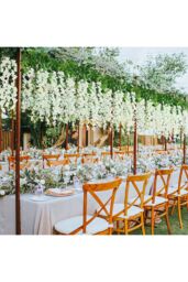 Living and Home 12-Stem White Faux Wisteria Flower Decoration Set for Wedding Arches, Ceiling, and Home Décor - thumbnail 2