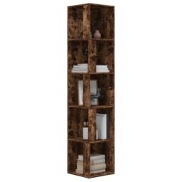 Berkfield Home Corner Cabinet Smoked Oak 33x33x164.5 cm Engineered Wood in Brown - thumbnail 6