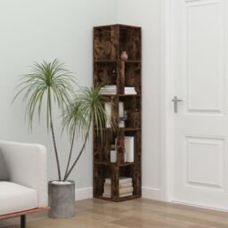 Berkfield Home Corner Cabinet Smoked Oak 33x33x164.5 cm Engineered Wood in Brown - thumbnail 5