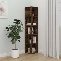 Berkfield Home Corner Cabinet Smoked Oak 33x33x164.5 cm Engineered Wood in Brown - thumbnail 1