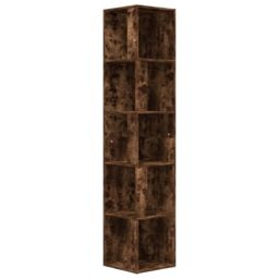 Berkfield Home Corner Cabinet Smoked Oak 33x33x164.5 cm Engineered Wood in Brown - thumbnail 2