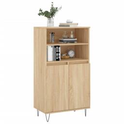 Berkfield Home Highboard Sonoma Oak 60x36x110 cm Engineered Wood in Light Brown - Size: 60 x 36 x 110 cm - thumbnail 3