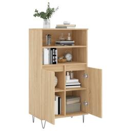 Berkfield Home Highboard Sonoma Oak 60x36x110 cm Engineered Wood in Light Brown - Size: 60 x 36 x 110 cm - thumbnail 4