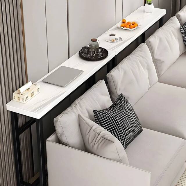 SPETLEK White Marble Narrow Slim Hallway Console Table - Size: 0.6m2 - image 1