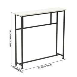 SPETLEK White Marble Narrow Slim Hallway Console Table - Size: 0.6m2 - thumbnail 3