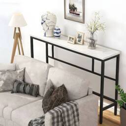 SPETLEK White Marble Narrow Slim Hallway Console Table - Size: 0.6m2 - thumbnail 4