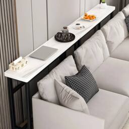 SPETLEK White Marble Narrow Slim Hallway Console Table - Size: 0.6m2 - thumbnail 1