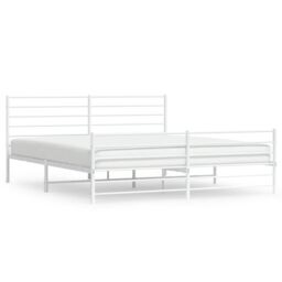 Berkfield Home Metal Bed Frame with Headboard & Footboard White 193x203 cm - thumbnail 2