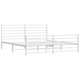 Berkfield Home Metal Bed Frame with Headboard & Footboard White 193x203 cm - thumbnail 5