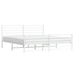 Berkfield Home Metal Bed Frame with Headboard & Footboard White 193x203 cm - thumbnail 4