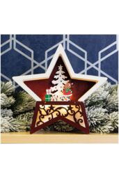 Netagon Battery Powered Wooden Light Up Christmas Star in White - thumbnail 5