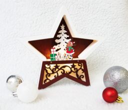 Netagon Battery Powered Wooden Light Up Christmas Star in White - thumbnail 4