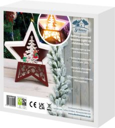 Netagon Battery Powered Wooden Light Up Christmas Star in White - thumbnail 6