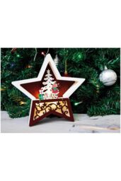 Netagon Battery Powered Wooden Light Up Christmas Star in White - thumbnail 3