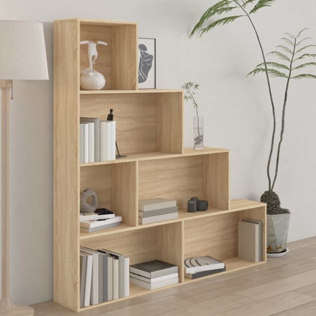 Berkfield Home Book Cabinet/Room Divider Sonoma Oak 155x24x160 cm Engineered Wood in Brown - Size: 155 x 24 x 160 cm - image 1