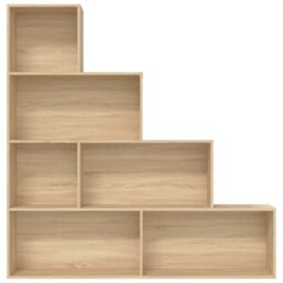 Berkfield Home Book Cabinet/Room Divider Sonoma Oak 155x24x160 cm Engineered Wood in Brown - Size: 155 x 24 x 160 cm - thumbnail 5