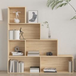 Berkfield Home Book Cabinet/Room Divider Sonoma Oak 155x24x160 cm Engineered Wood in Brown - Size: 155 x 24 x 160 cm - thumbnail 3