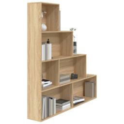 Berkfield Home Book Cabinet/Room Divider Sonoma Oak 155x24x160 cm Engineered Wood in Brown - Size: 155 x 24 x 160 cm - thumbnail 4
