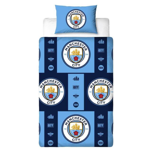 Manchester City FC Reversible Crest Duvet Set - Size: Single - image 1