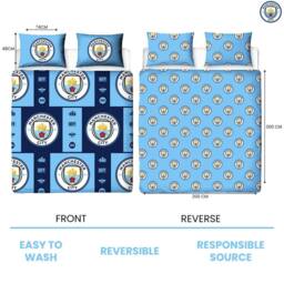 Manchester City FC Reversible Crest Duvet Set - Size: Single - thumbnail 4